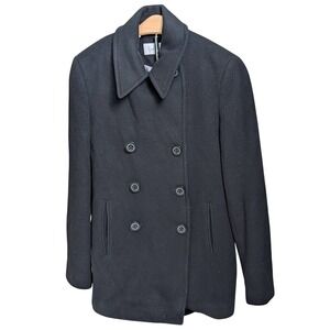 Calvin Klein Wool Cashmere Blend Pea Coat Black Double Breasted Size 2